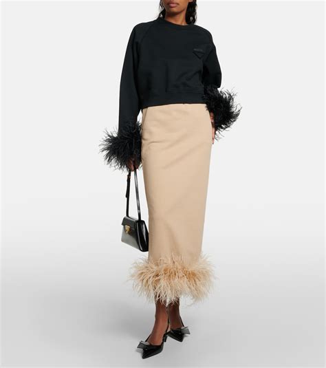 prada skirt feather|prada pleated midi skirt.